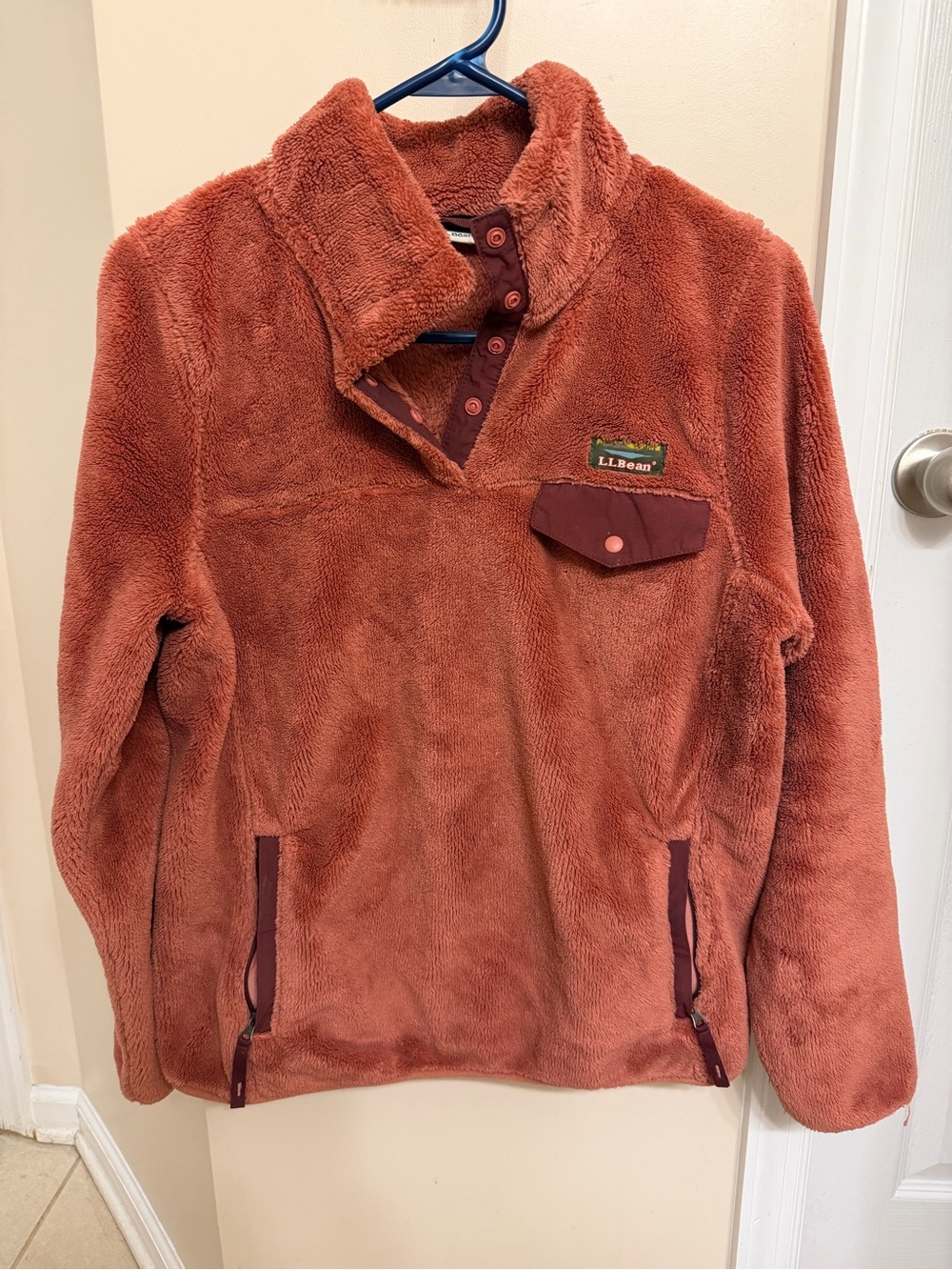 L.L. Bean Women’s Plush Fleece Zip-Up Sweater - Rust